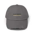 Sacred Ground Distressed Cap — Vintage Washed Baseball Hat with 'SACRED GROUND' Text